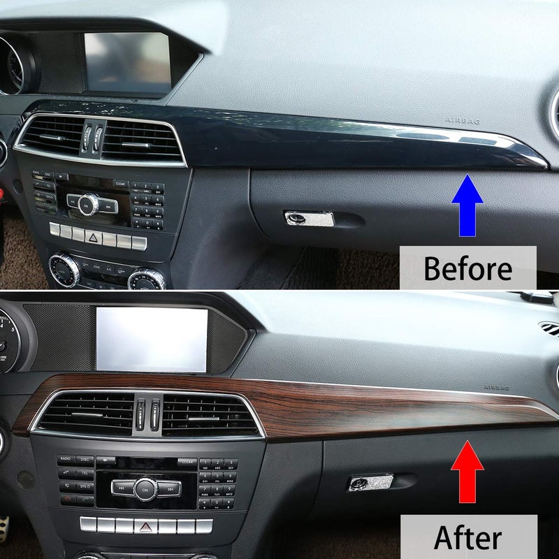 CHEYA ABS Pine Wood Grain Car Center Console Dashboard Cover Panel for Mercedes Benz C Class W204 2010-2013 Left Hand Drive Accessories (Pink Wood Grain) - Image 2